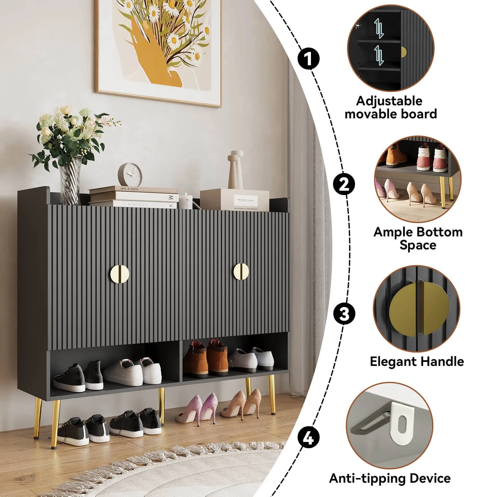 4 Doors Large Shoe Cabinet IF043