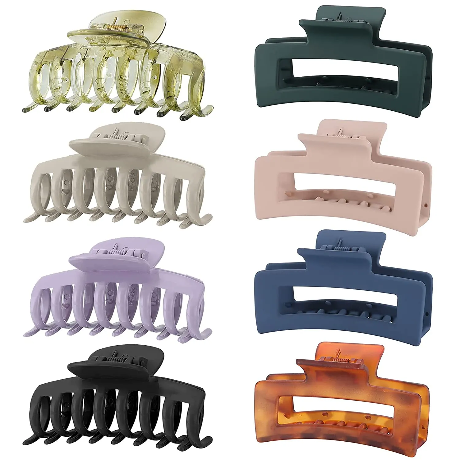 (8 Pcs) 2 Styles Large Hair Claw Clips for Long Hair | Lolalet