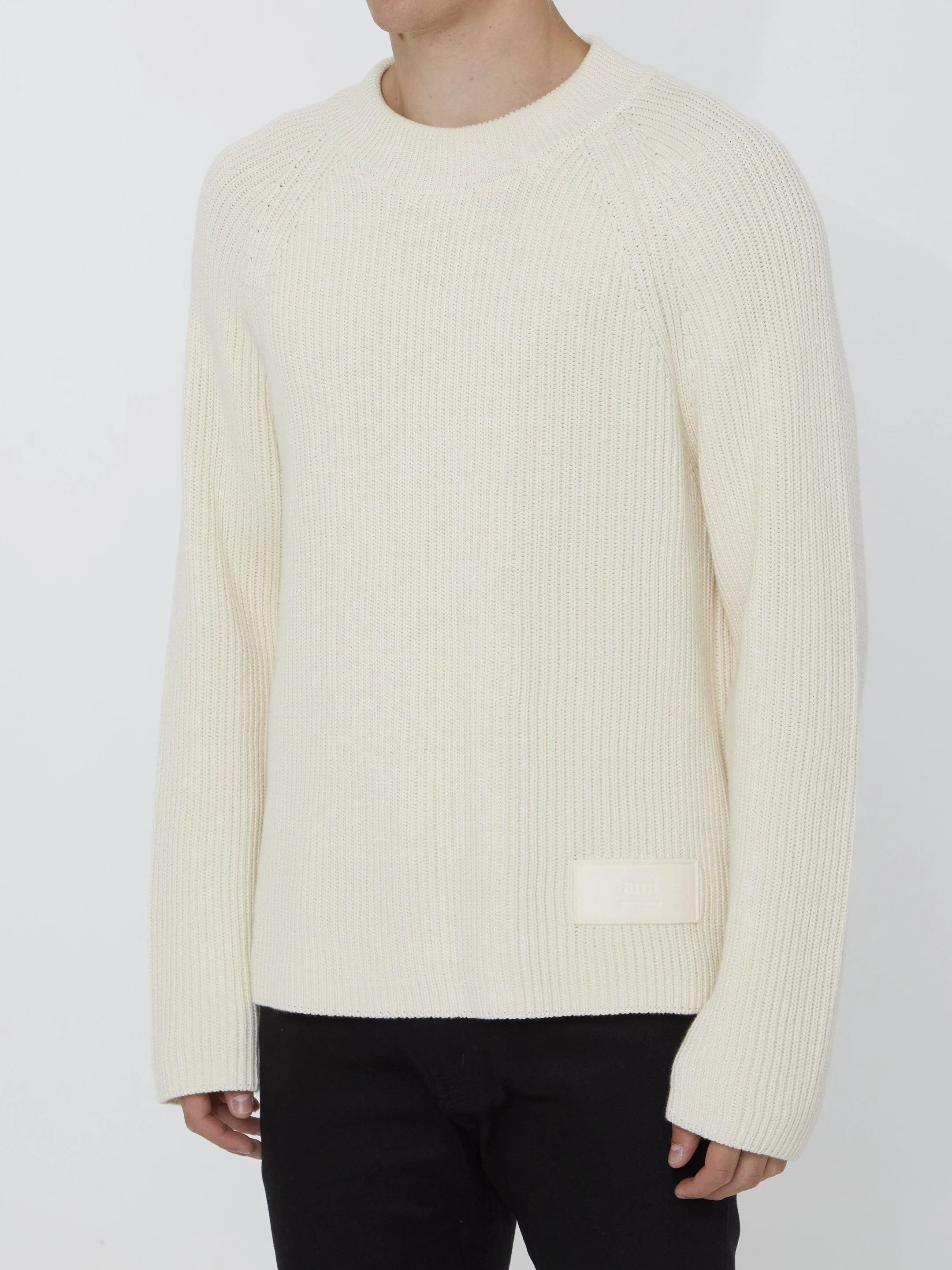 Ami Paris Ivory Jumper With Patch