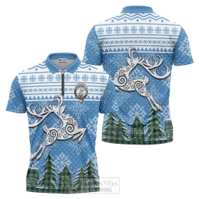 Blackadder Clan Christmas Zipper Polo Shirt Celtic Reindeer Style