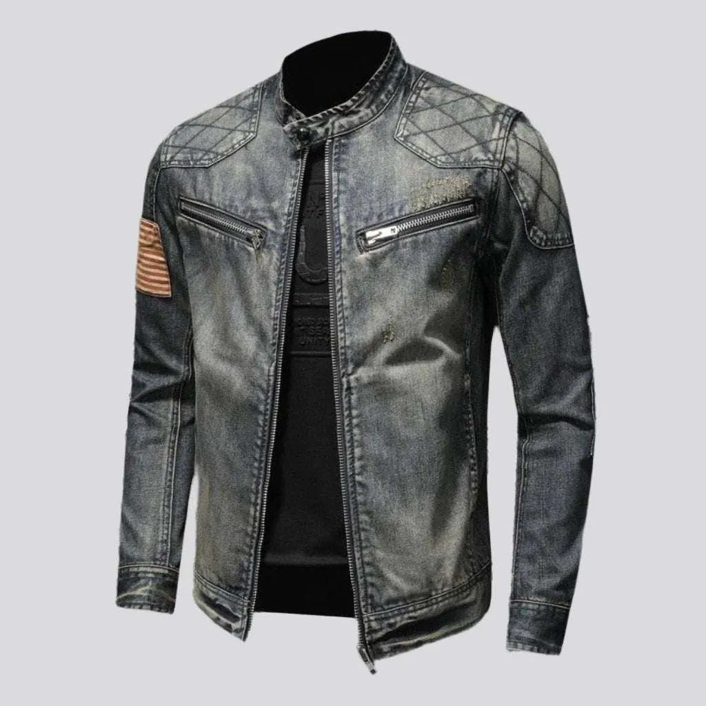 Bomber biker men denim jacket