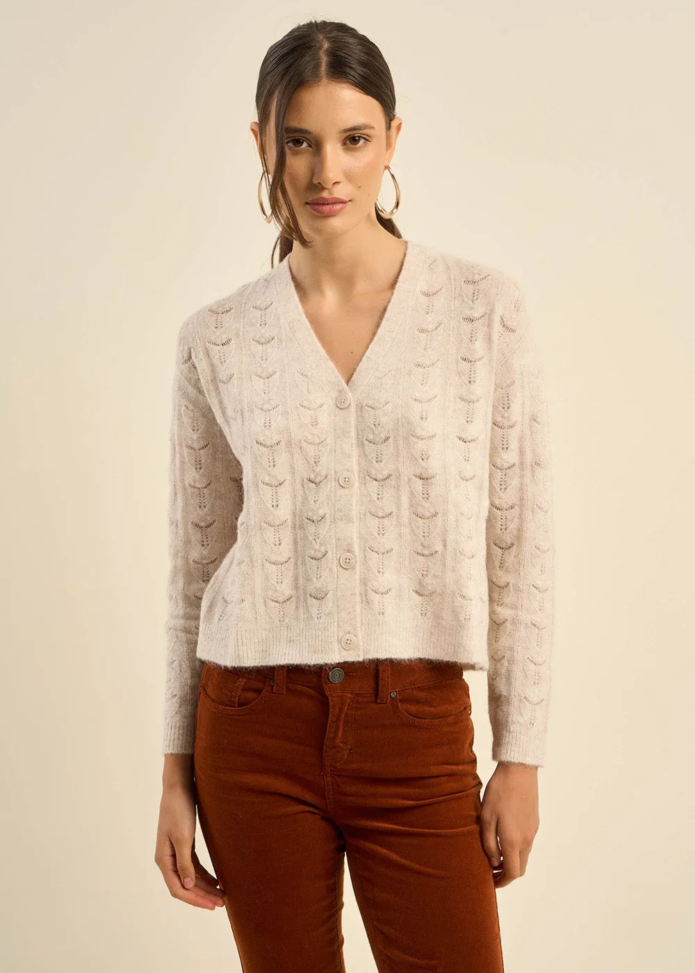 Cardigan à maille ajourée