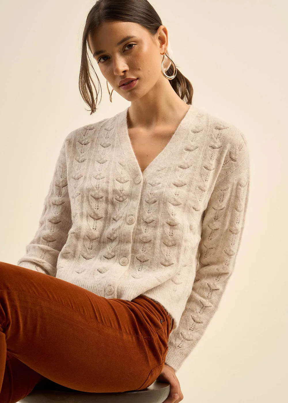 Cardigan à maille ajourée
