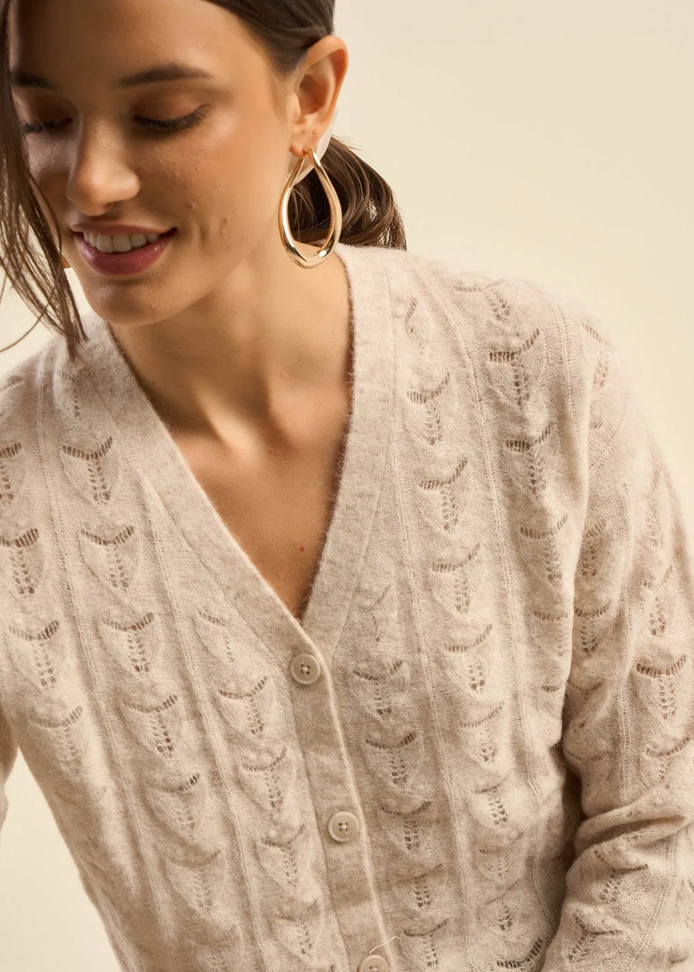 Cardigan à maille ajourée