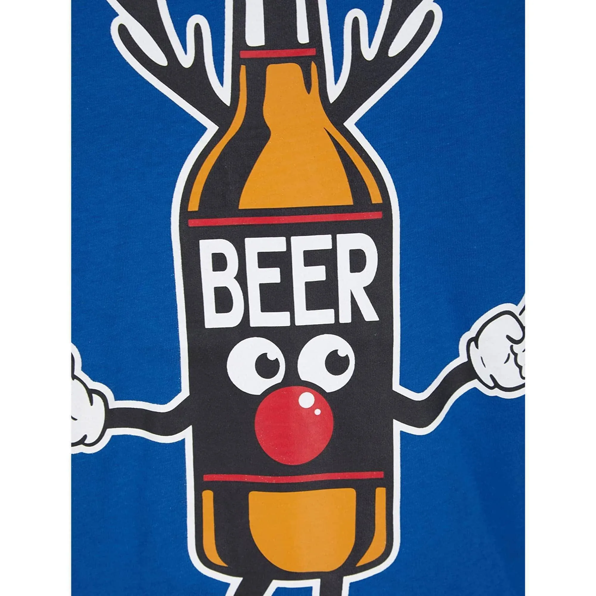 Christmas Beer Bottle Mens Christmas Short Sleeve Top - Blue