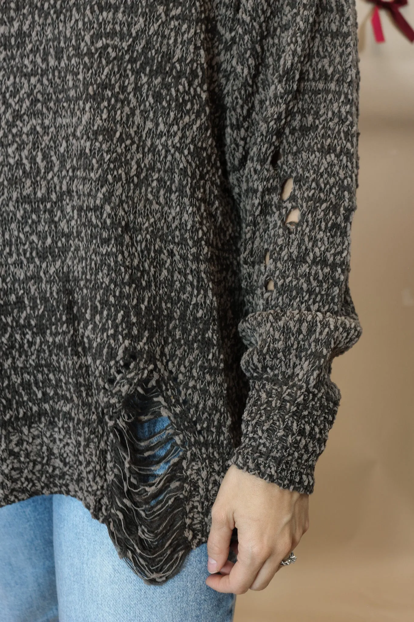 Favorite Distressed Ash Brown Sweater