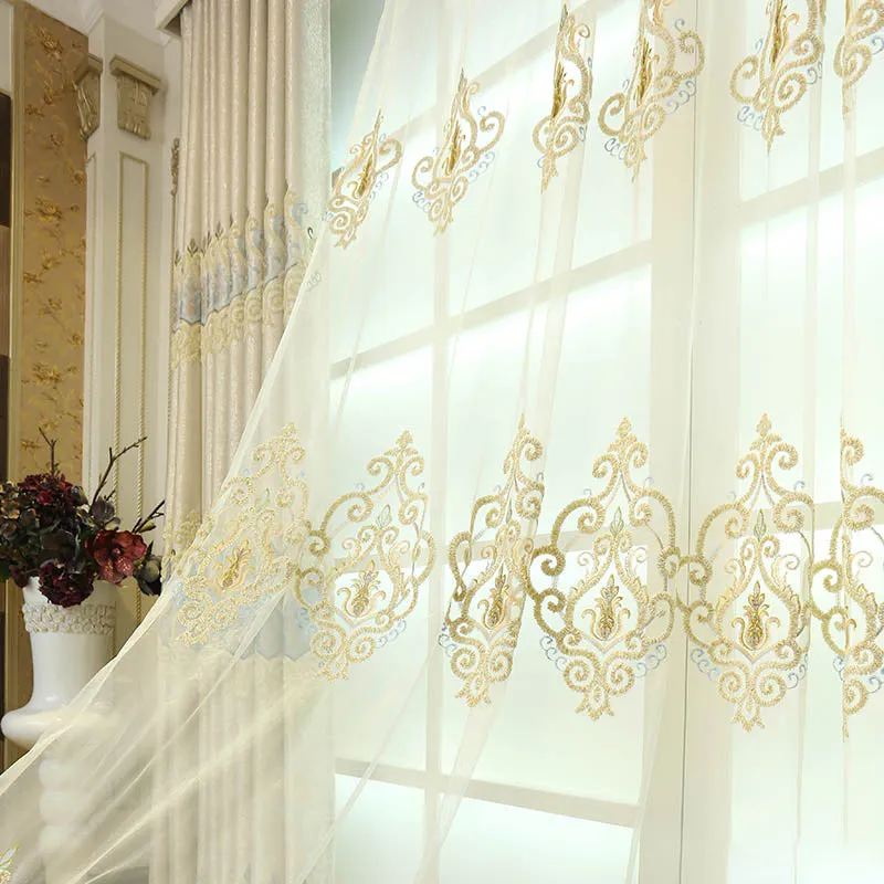 Flora Two-Layer French Luxury Embroidery Blackout Custom Curtain
