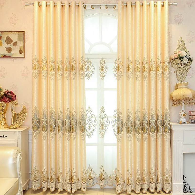 Flora Two-Layer French Luxury Embroidery Blackout Custom Curtain