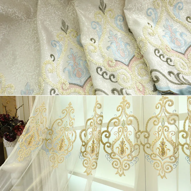 Flora Two-Layer French Luxury Embroidery Blackout Custom Curtain