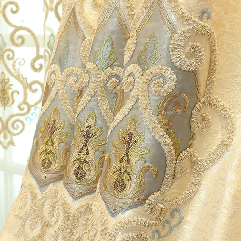 Flora Two-Layer French Luxury Embroidery Blackout Custom Curtain