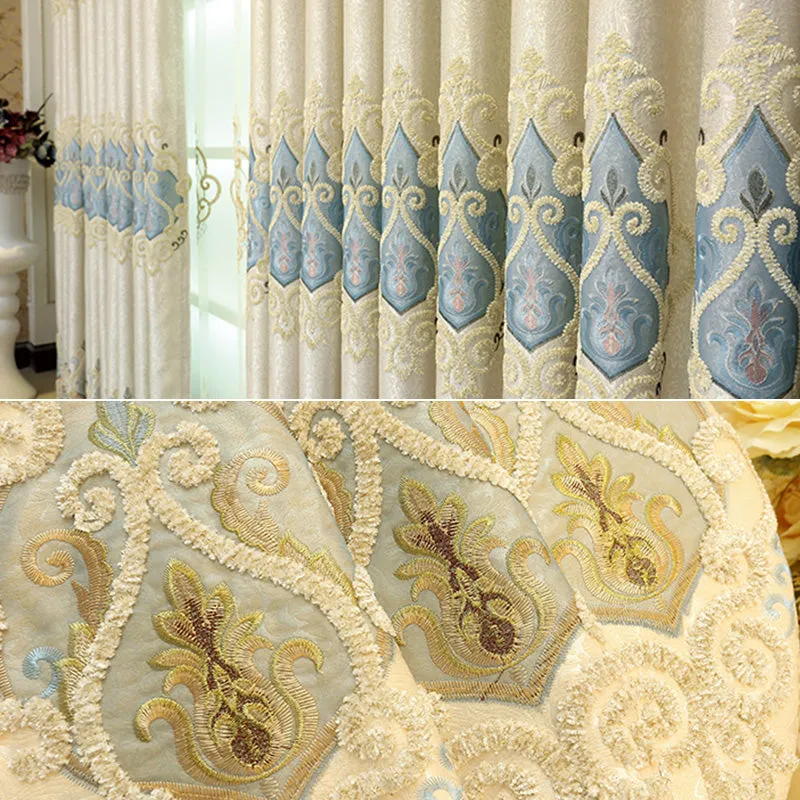 Flora Two-Layer French Luxury Embroidery Blackout Custom Curtain