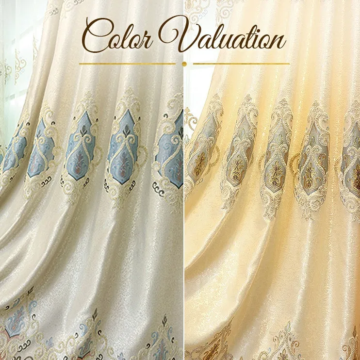 Flora Two-Layer French Luxury Embroidery Blackout Custom Curtain