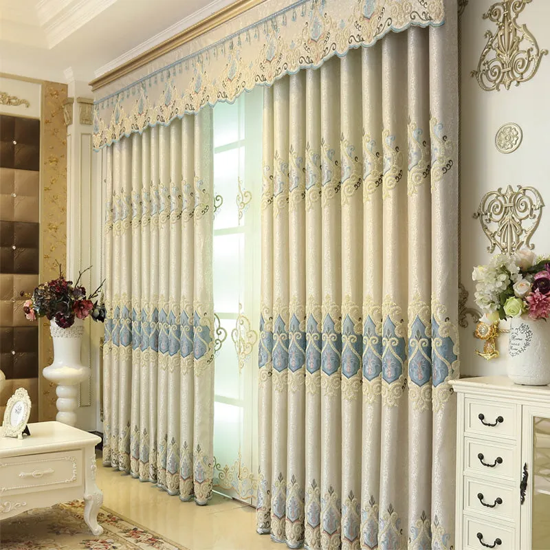 Flora Two-Layer French Luxury Embroidery Blackout Custom Curtain