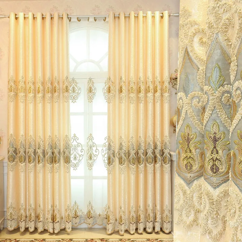 Flora Two-Layer French Luxury Embroidery Blackout Custom Curtain