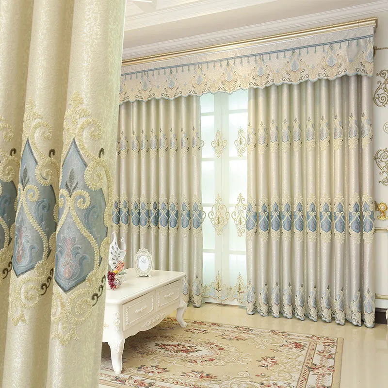 Flora Two-Layer French Luxury Embroidery Blackout Custom Curtain