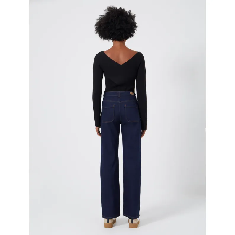 French Connection Conscious Denim Stretch Wide Leg Jeans Clean Indigo 74PZH