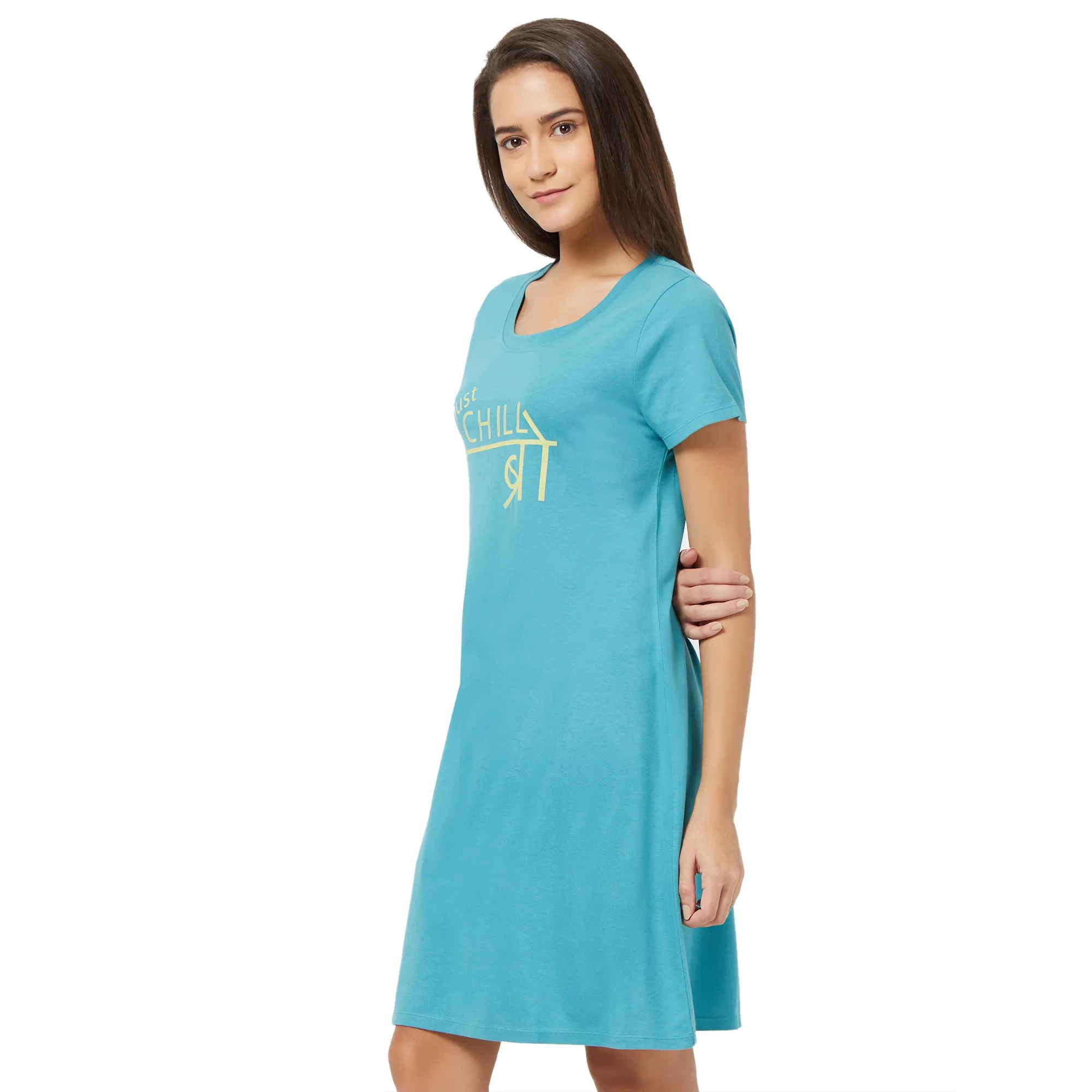 Half Sleeve Printed Sleepshirt-NT-98