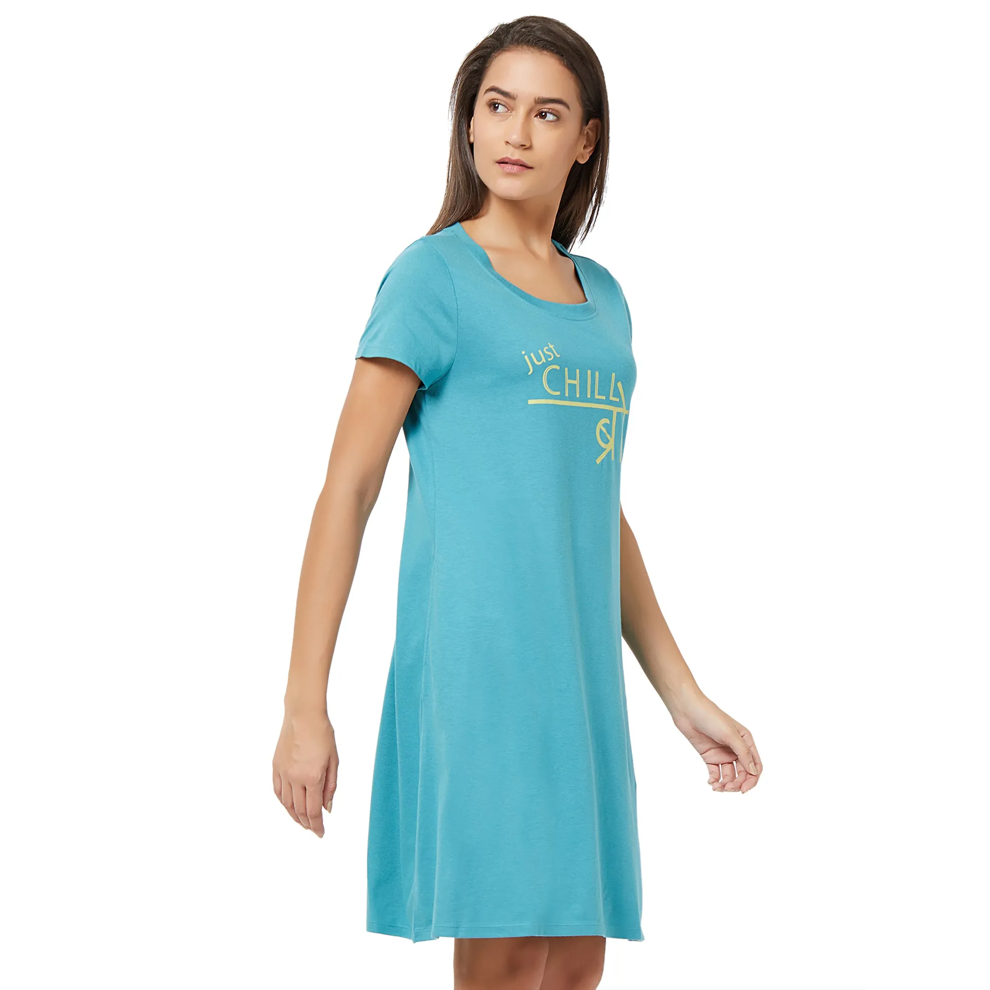 Half Sleeve Printed Sleepshirt-NT-98