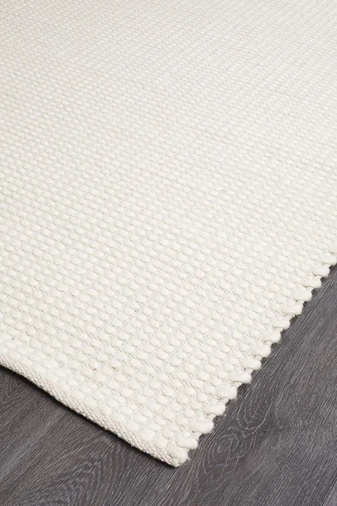 Hand Made  Felted Wool Rug White Natural