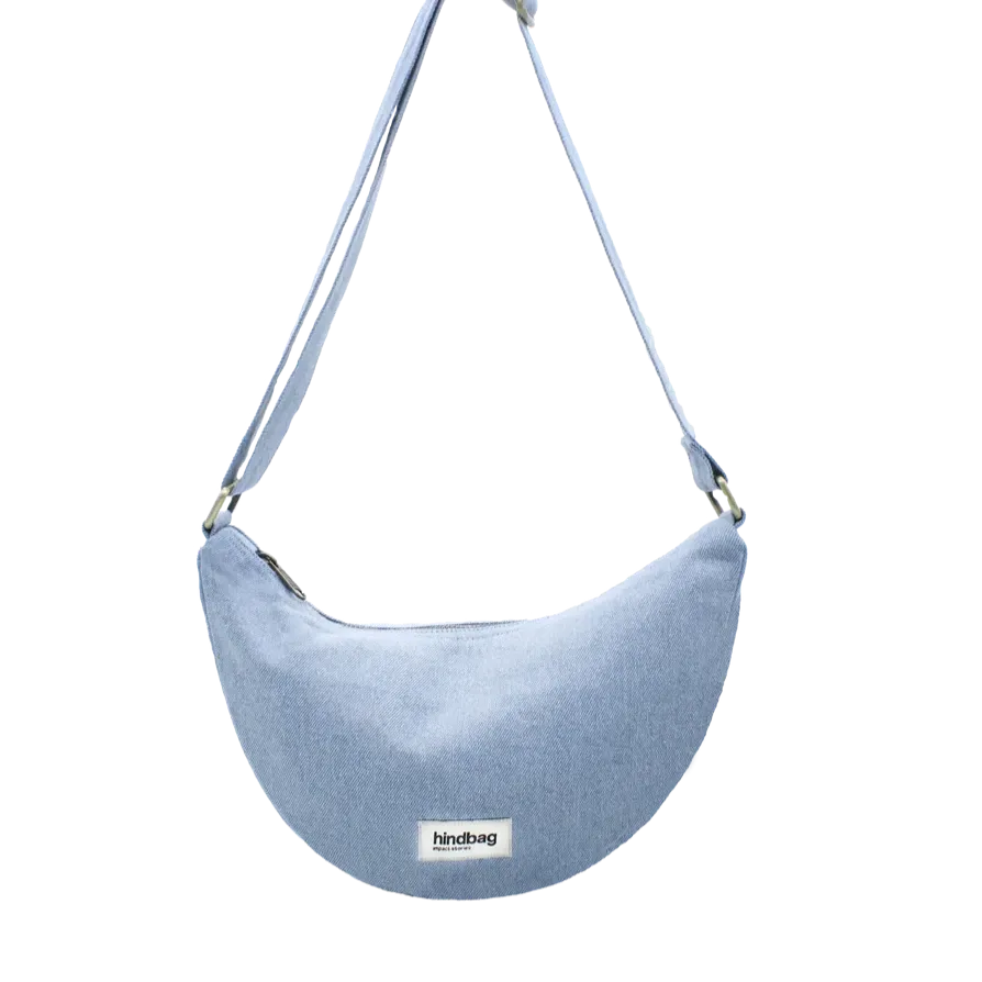 Hindbag Andrea Half Moon Bag - Blue Denim