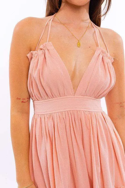 LE LIS Halter Babydoll Tiered Mini Dress, 2 Colors