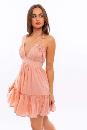LE LIS Halter Babydoll Tiered Mini Dress, 2 Colors