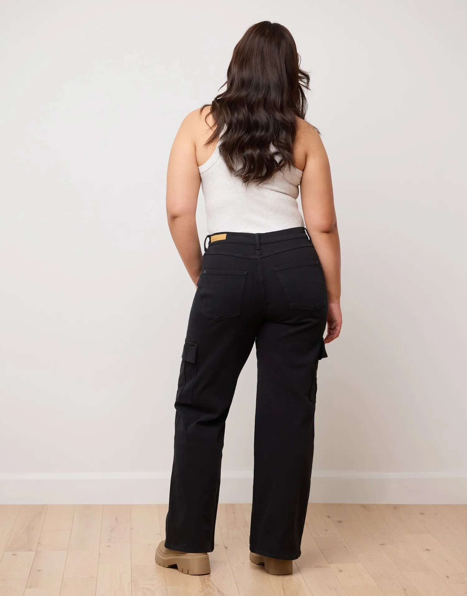 LILY WIDE LEG JEANS / OFF-BLACK