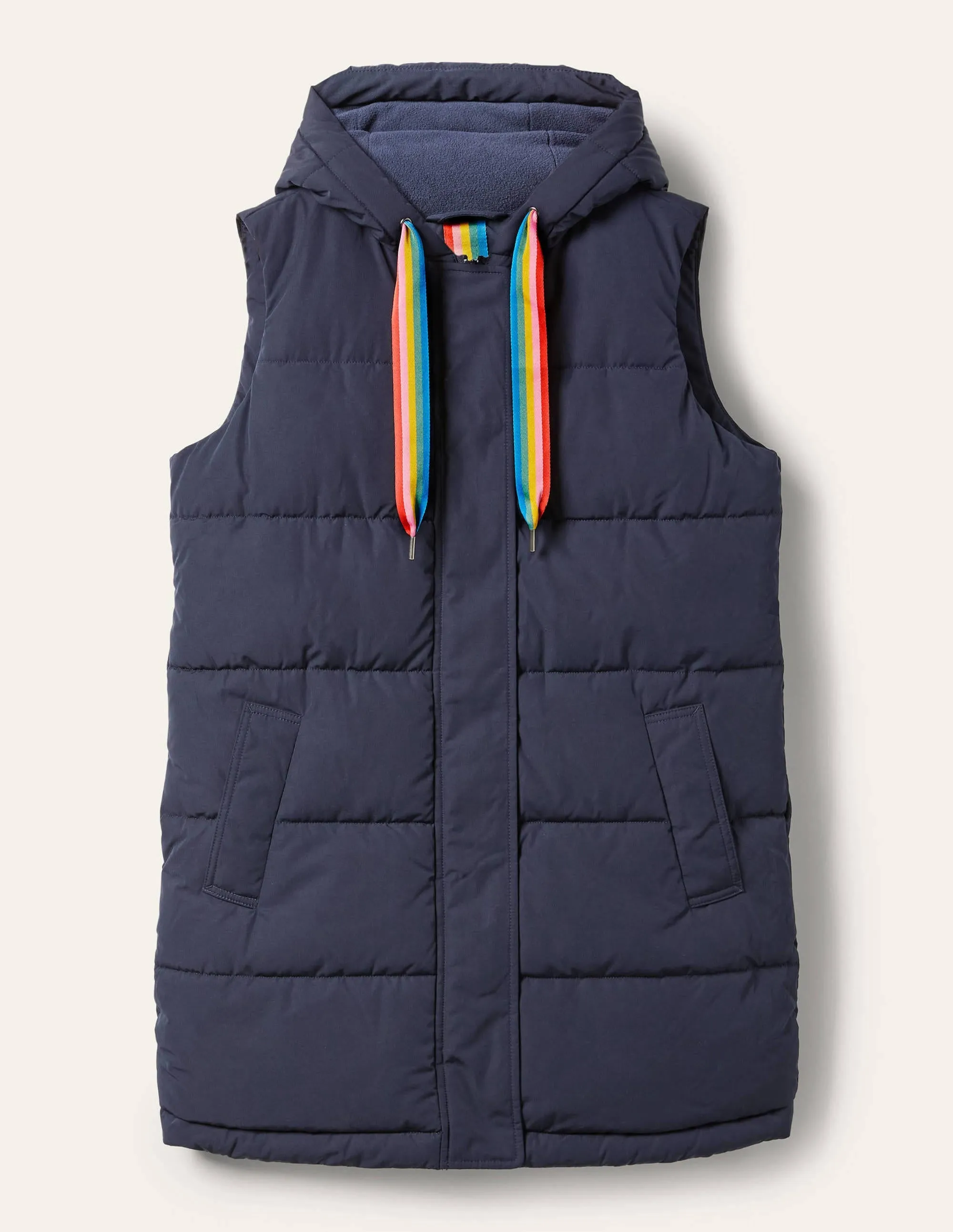 Long Puffer Gilet-Navy/Milkshake