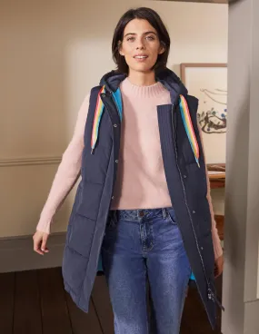 Long Puffer Gilet-Navy/Milkshake