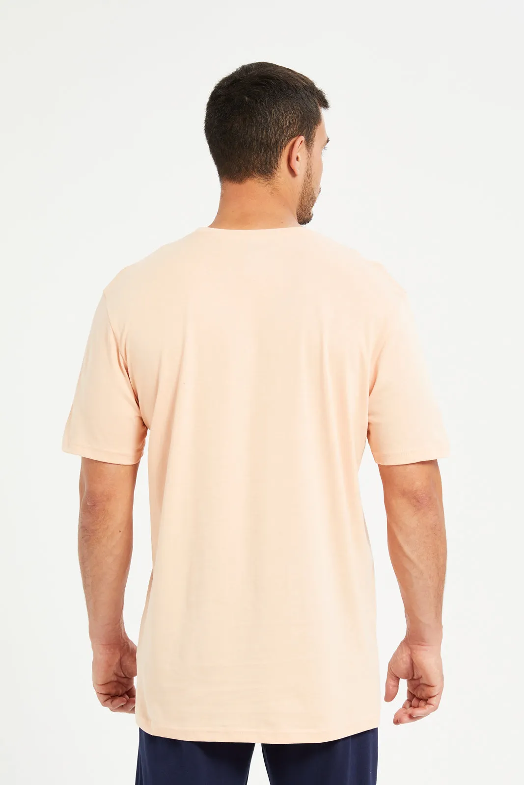 Men Orange Graphic Round Neck T-Shirt