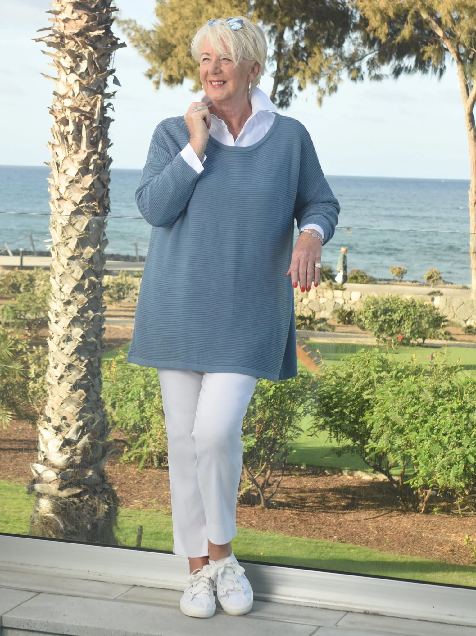Morgan Knitted Rib Jumper - Powder Blue