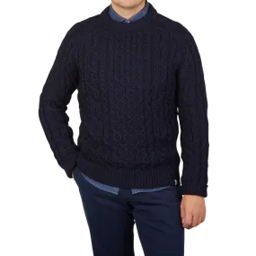 Navy Blue Merino Wool Hudson Aran Jumper