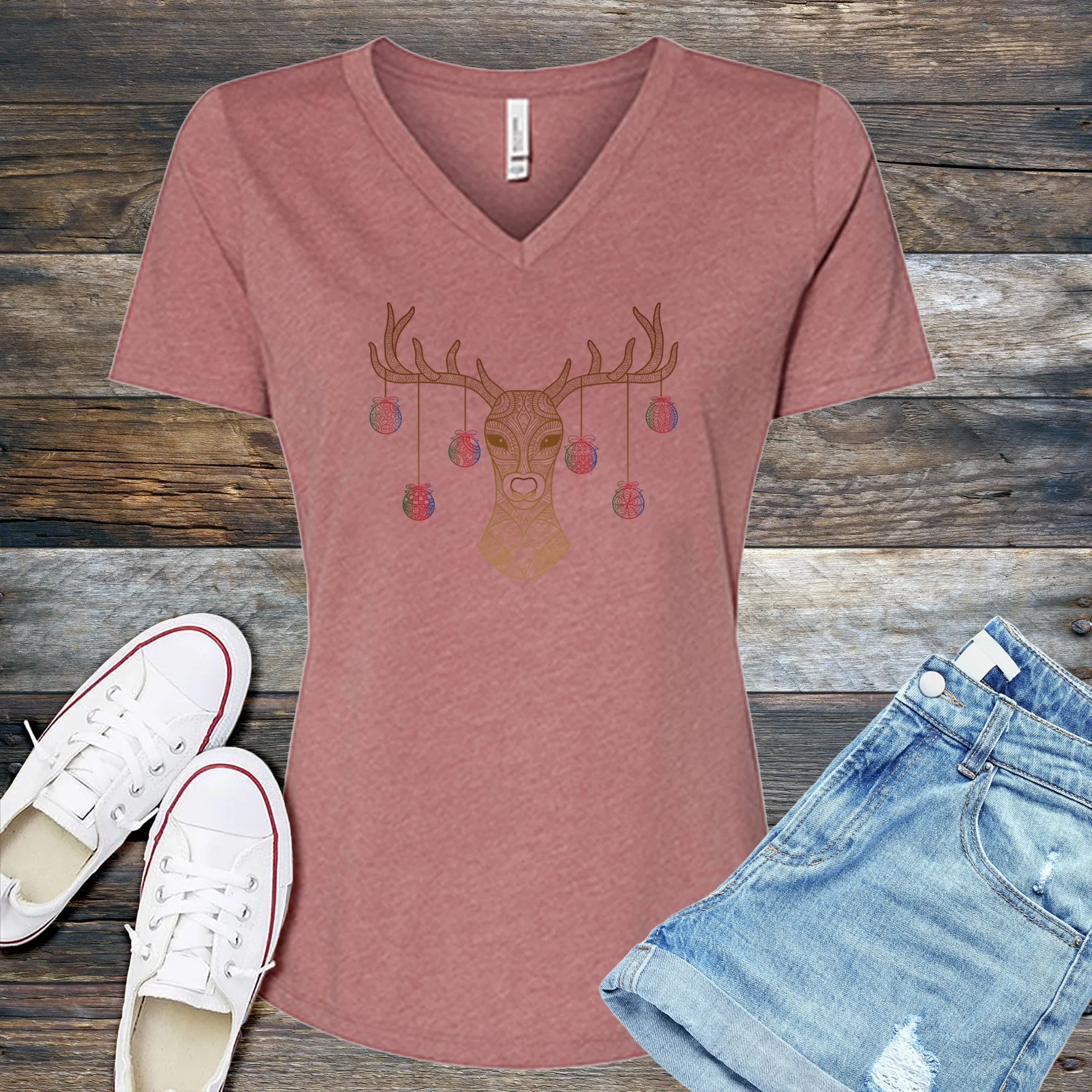 Ornament Reindeer V-Neck