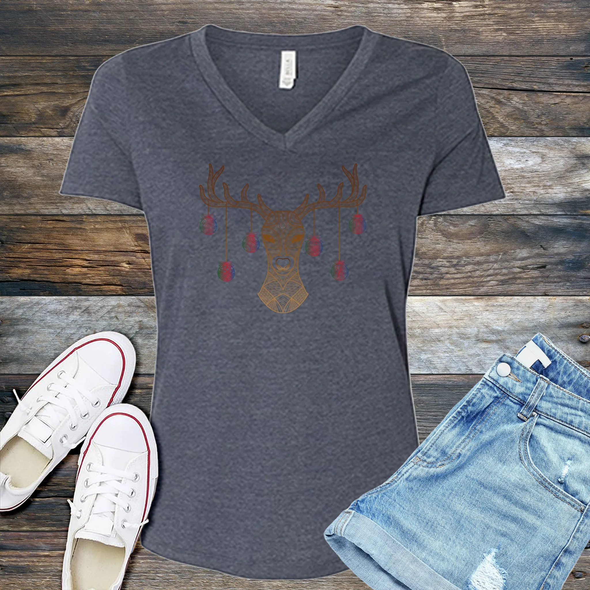 Ornament Reindeer V-Neck