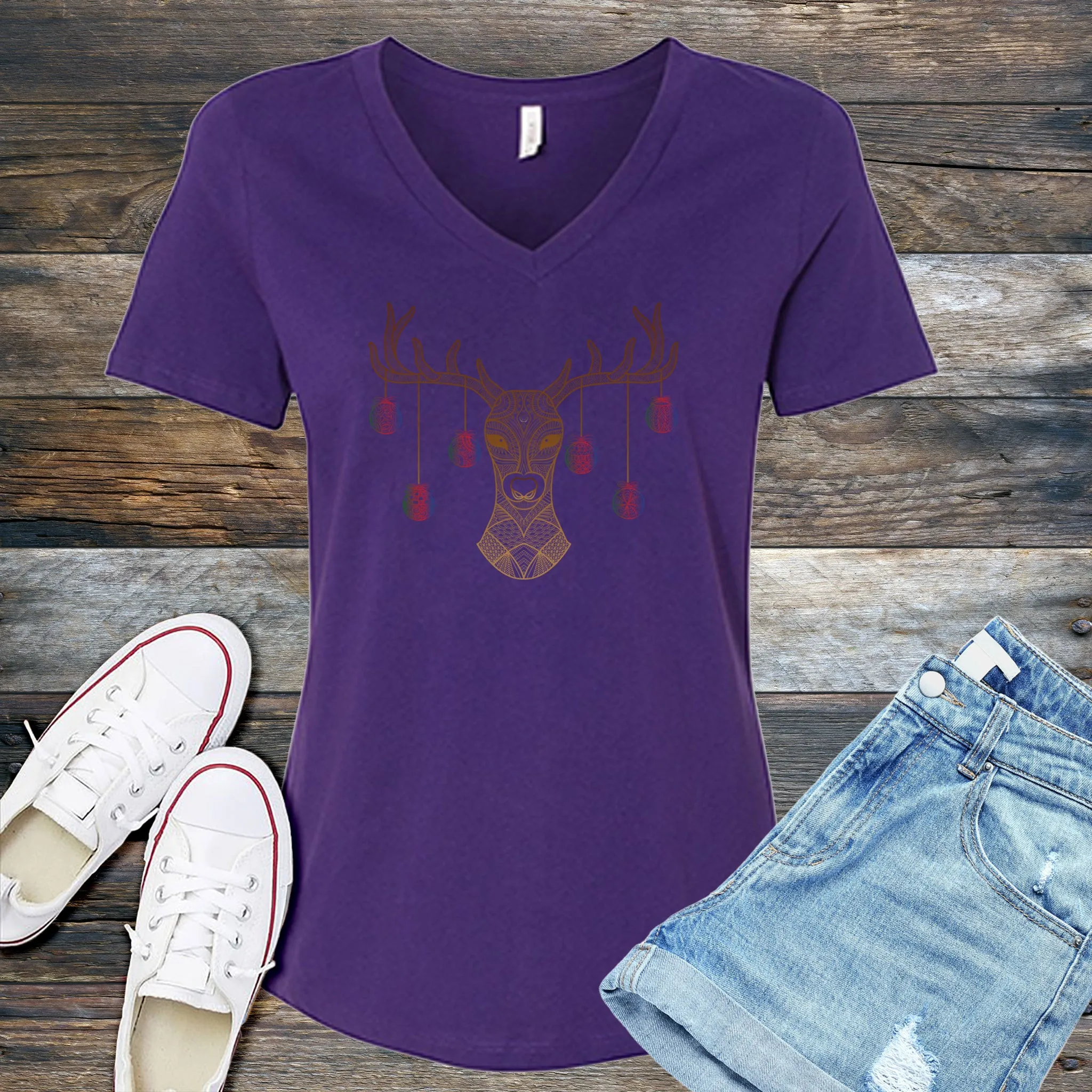 Ornament Reindeer V-Neck