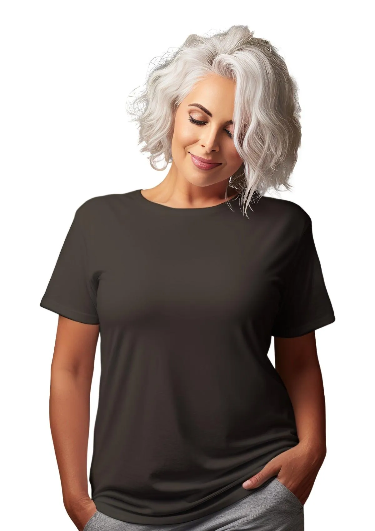 Perfect TShirt Co Women's Short Sleeve Crew Neck Asphalt Gray Relax Fit T-Shirt
