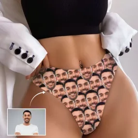 Personalized Face Underwear for Her Custom Seamless Pattern Lingerie Women's Classic Thongs Gifts for Girlfriend & Wife