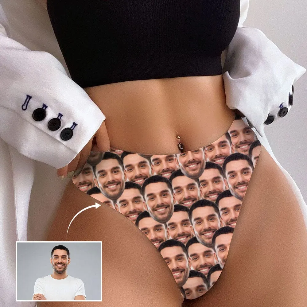 Personalized Face Underwear for Her Custom Seamless Pattern Lingerie Women's Classic Thongs Gifts for Girlfriend & Wife