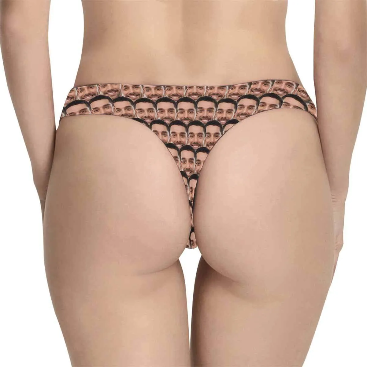 Personalized Face Underwear for Her Custom Seamless Pattern Lingerie Women's Classic Thongs Gifts for Girlfriend & Wife