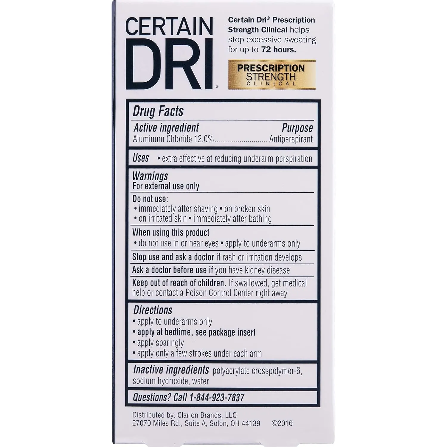Prescription Strength Clinical Antiperspirant Roll-On Deodorant, Hyperhidrosis Treatment for Men & Women, Unscented, 1.2 Fl oz, 1 Pack