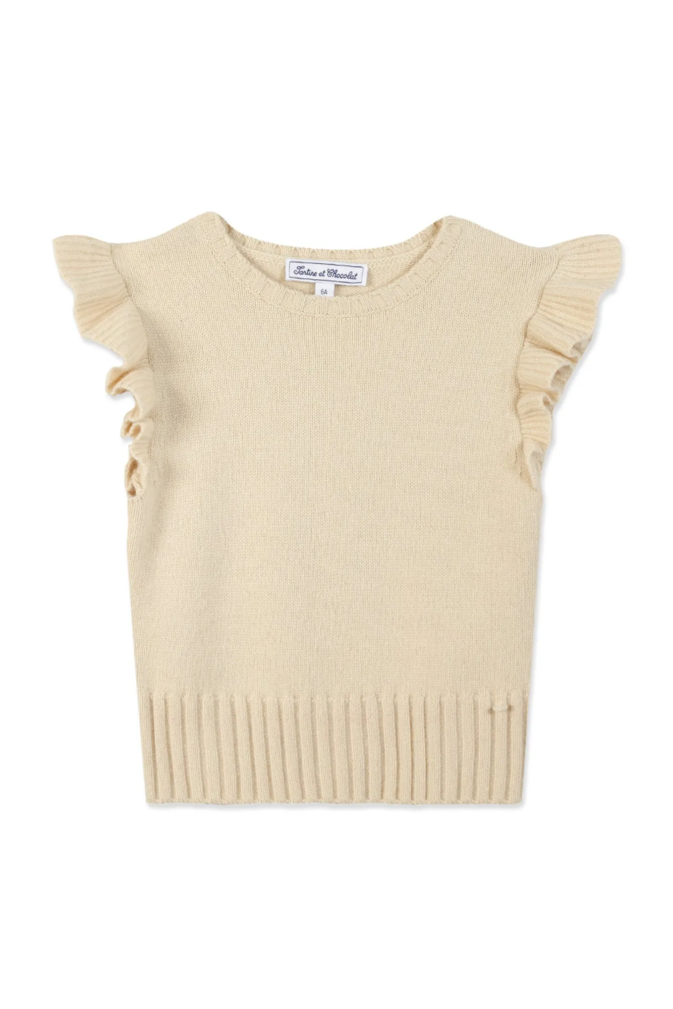 Pull sans manche - Beige maille volanté