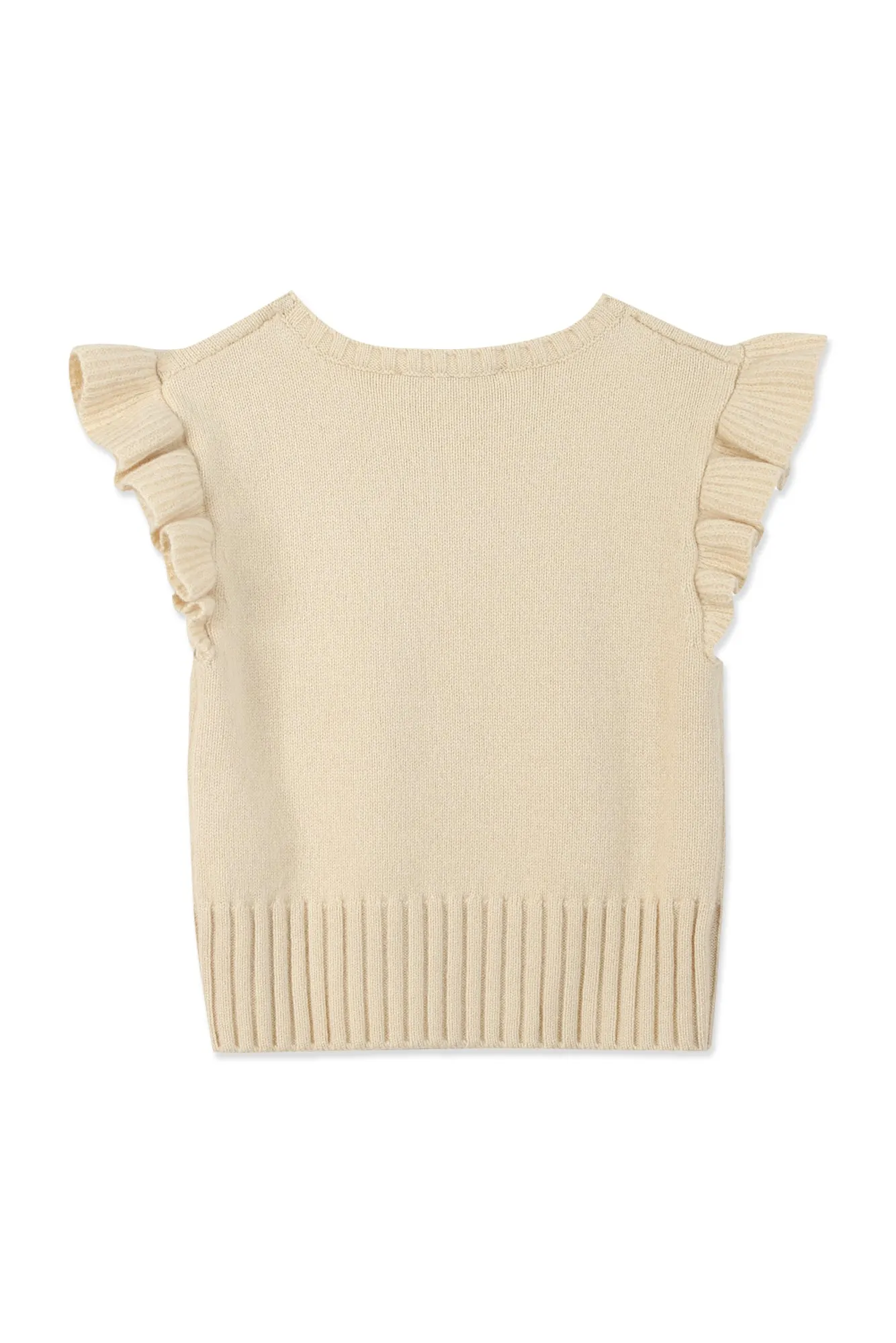 Pull sans manche - Beige maille volanté
