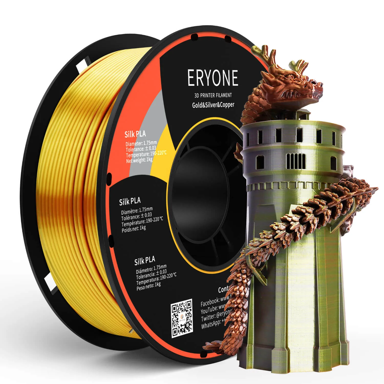 (RU only)Pre-sale- ERYONE All Series PLA 3D Filament 1kg  FREE SHIPPING(MOQ:20 rolls,can mix color)