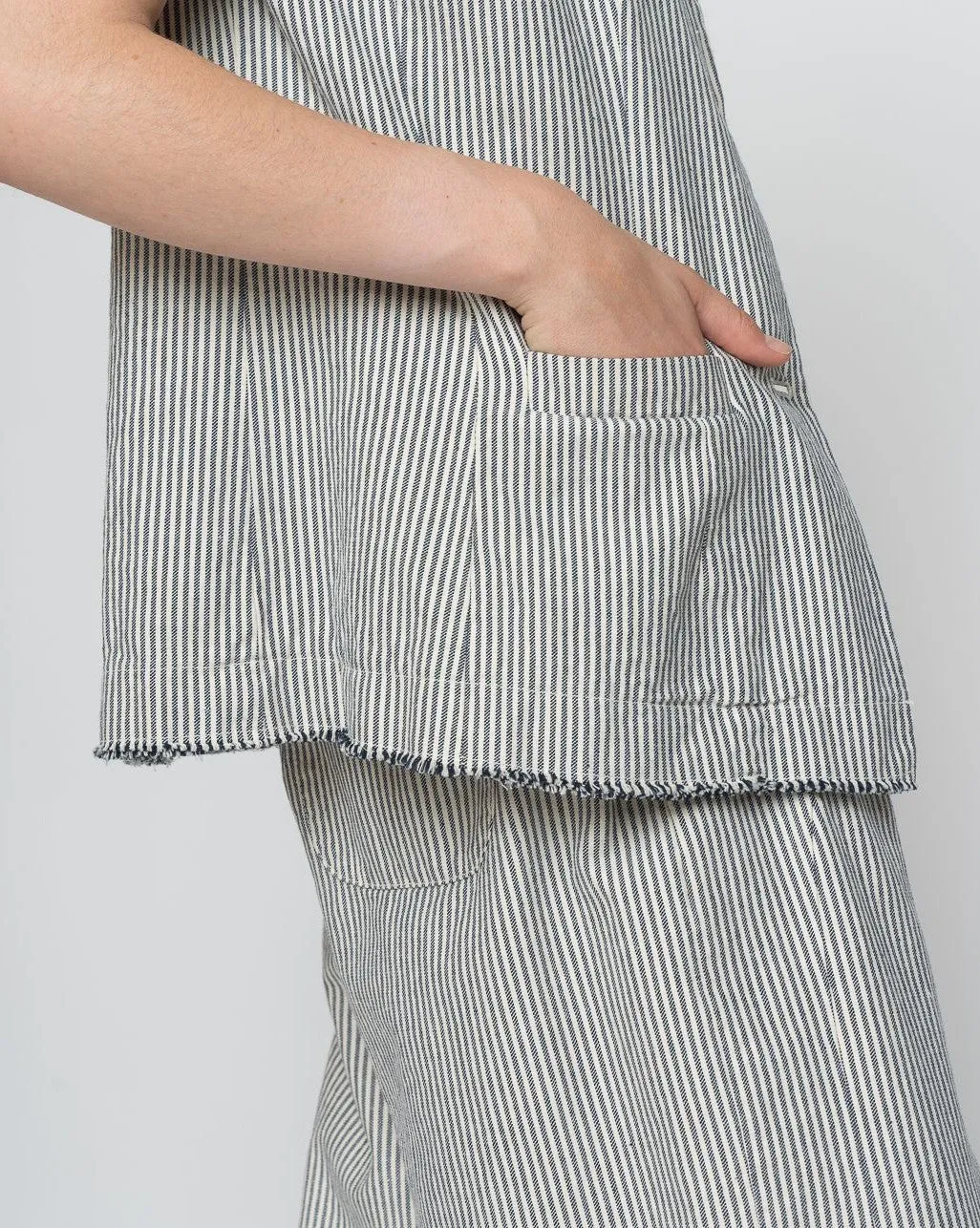 Striped Seamed Button-Up Gilet