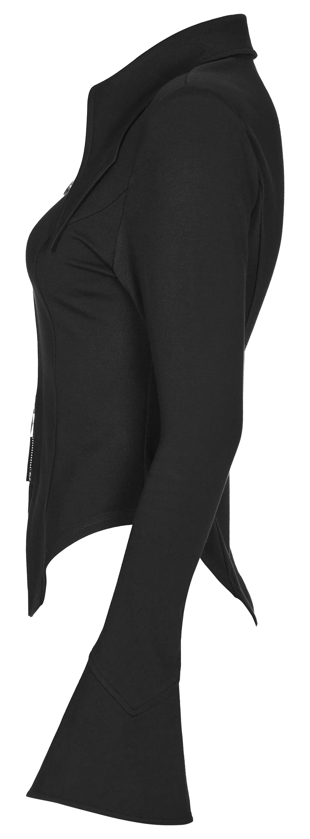 Stylish Gothic Black Batwing Sleeve Zip Up Shirt