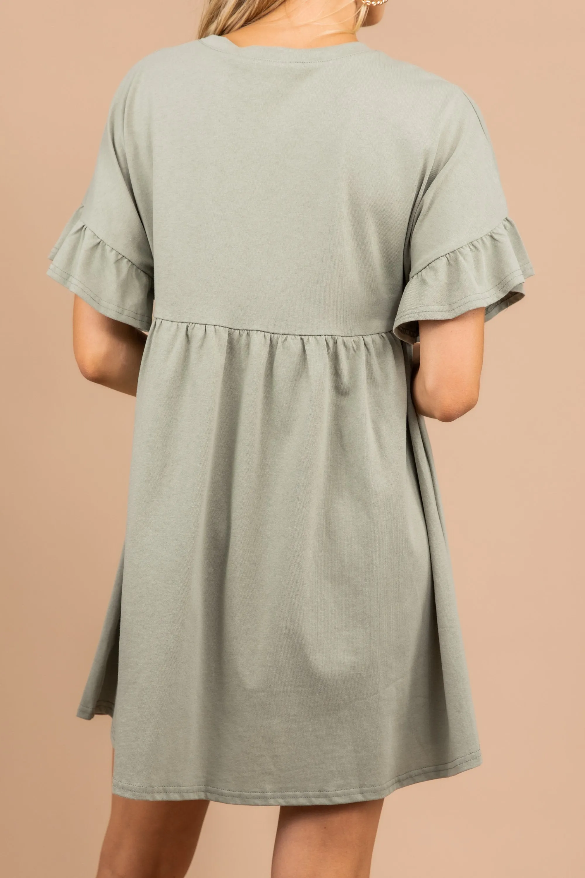 Sweet Emotions Olive Green Babydoll Dress