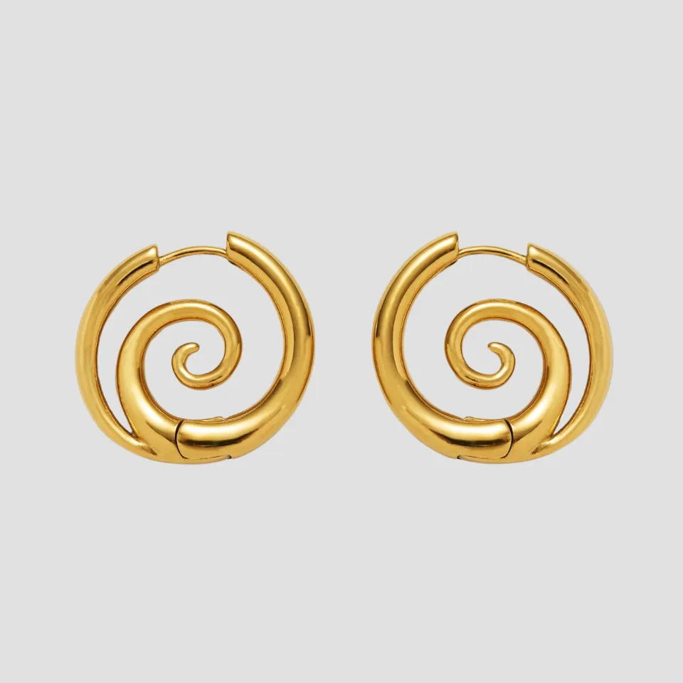 Swirl 18k Gold Hoop Earrings
