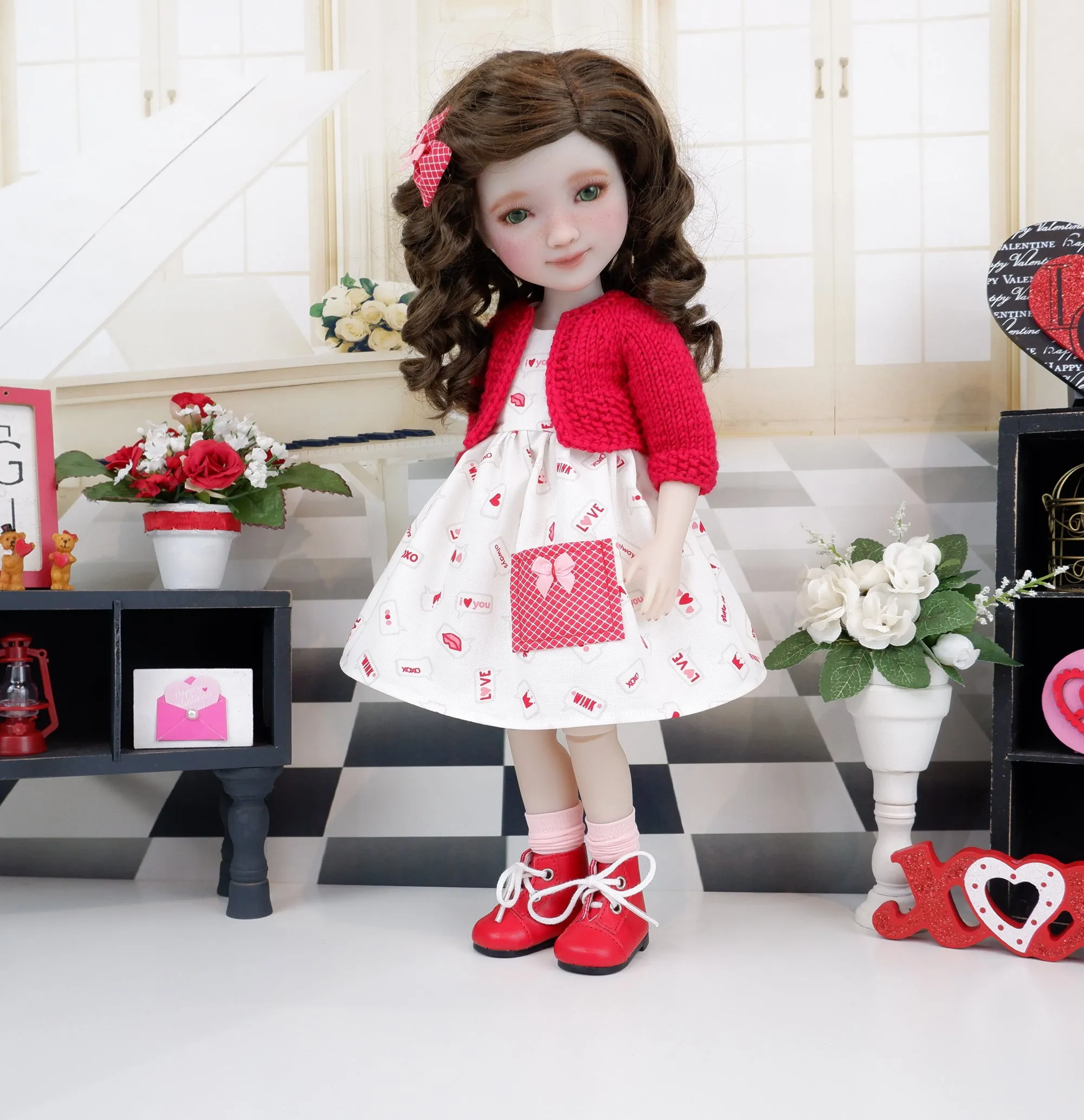Text Me - dress with sweater & boots for Ruby Red Fashion Friends doll