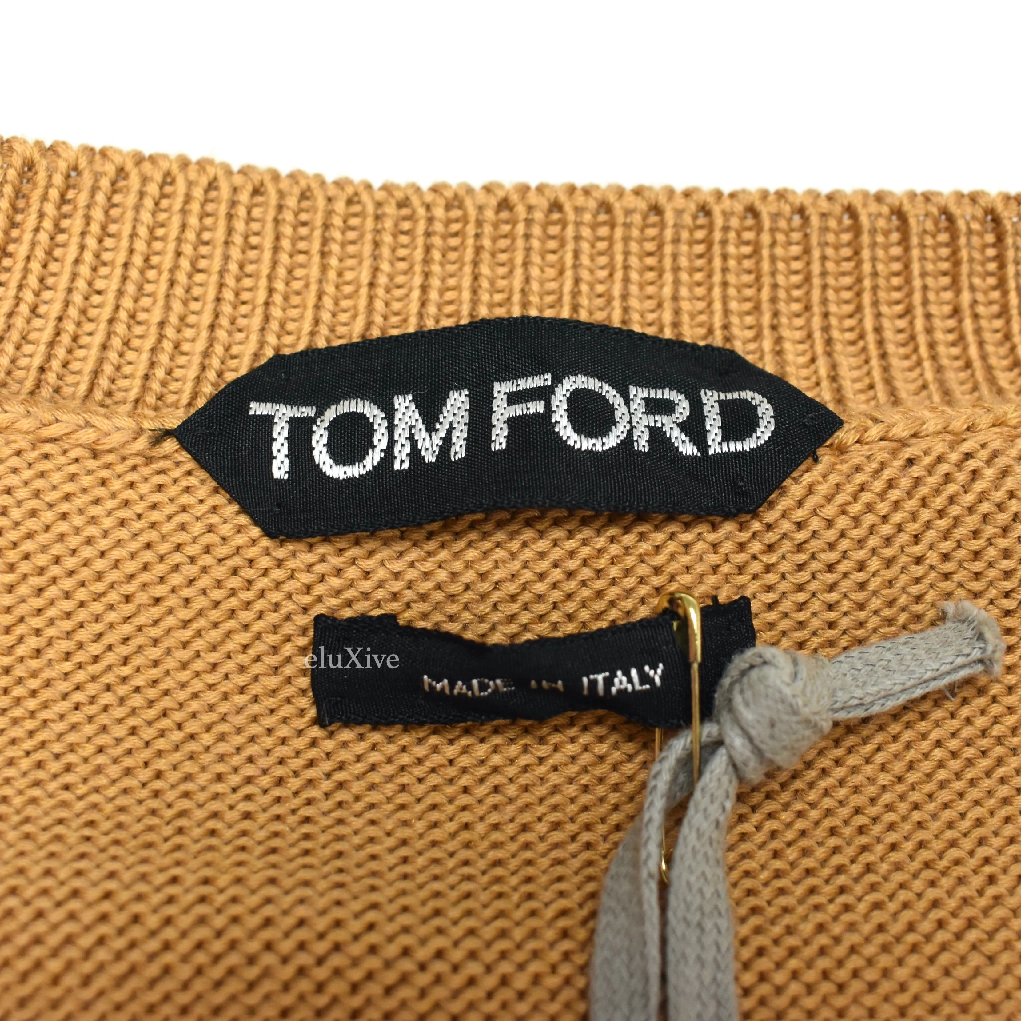 Tom Ford - Tan Cotton & Silk V-Neck Sweater