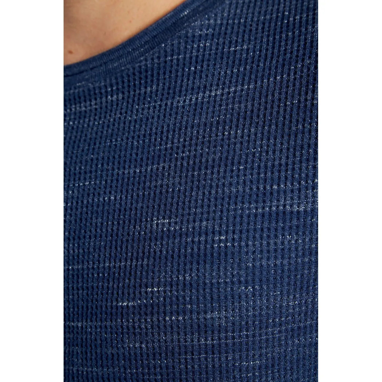 True Navy Andres Long Sleeve Waffle Tee